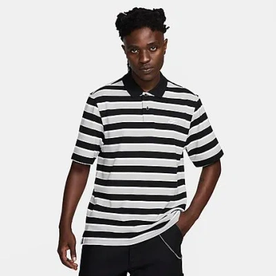 Nike Men's Club Striped Polo Shirt In Black/white