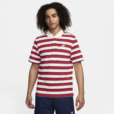 Nike Men's Club Striped Polo In Red/white/navy