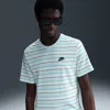 Nike Striped Cotton T-shirt Relaxed Fit In White