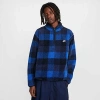 Nike Club Plaid Therma-fit Fleece Half Zip Pullover In Dark Obsidian/game Royal/midnight Navy