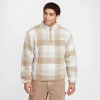 Nike Club Winterized Checked Fleece In Beige And White-neutral