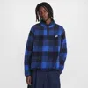Nike Club Plaid Therma-fit Fleece Half Zip Pullover In Blue