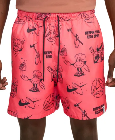 Nike Men's Club Woven Printed 6" Shorts In Hot Punch