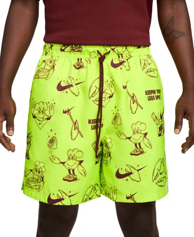 Nike Men's Club Woven Printed 6" Shorts In Volt