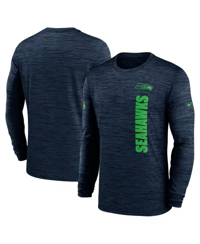 Nike Men's College Navy Seattle Seahawks 2024 Sideline Velocity Performance Long Sleeve T-shirt