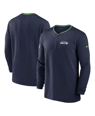 Nike Men's College Navy Seattle Seahawks Coach Half-zip Sweatshirt In Blue