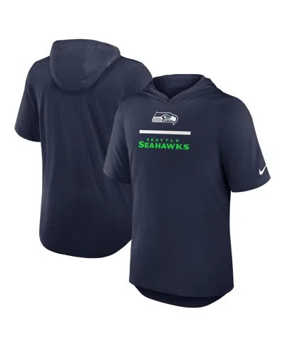 Nike Men's College Navy Seattle Seahawks Lockup Tri-blend Hoodie T-shirt In Blue