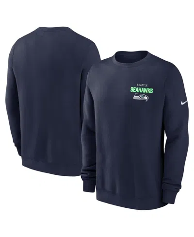 Nike Men's College Navy Seattle Seahawks Primetime Club Fleece Pullover Sweatshirt In Blue
