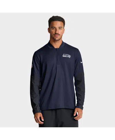 Nike Men's College Navy Seattle Seahawks Sideline Dri-fit Half-zip Pullover Sweatshirt In Blue
