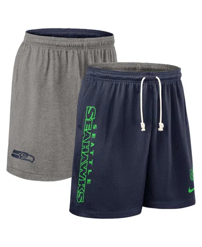 Nike Men's College Navy Seattle Seahawks Sideline Reversible Performance Shorts In Blue