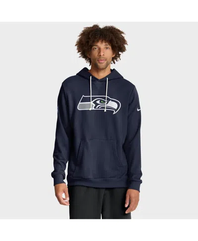 NIKE MEN'S COLLEGE NAVY SEATTLE SEAHAWKS SIDELINE STANDARD ISSUE INITIAL HOME DRI-FIT HOODIE