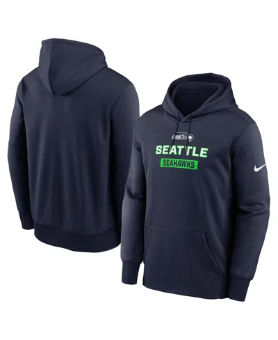 Nike Men's College Navy Seattle Seahawks Toss Sweep Performance Pullover Hoodie In Blue