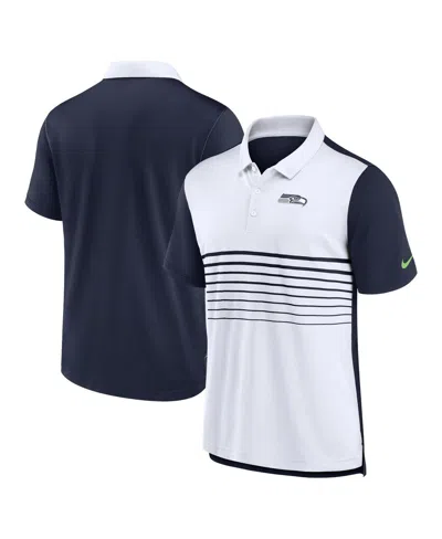 Nike Men's College Navy/white Seattle Seahawks Fashion Performance Polo In Navy,white