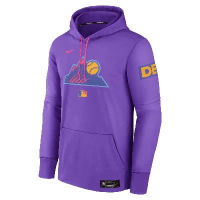 Nike Men's Colorado Rockies Authentic Collection City Connect  Therma Mlb Pullover Hoodie In Purple