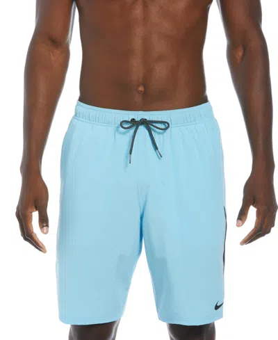 Nike Men's Contend Water-repellent Colorblocked 9" Swim Trunks In Aquarius Blue