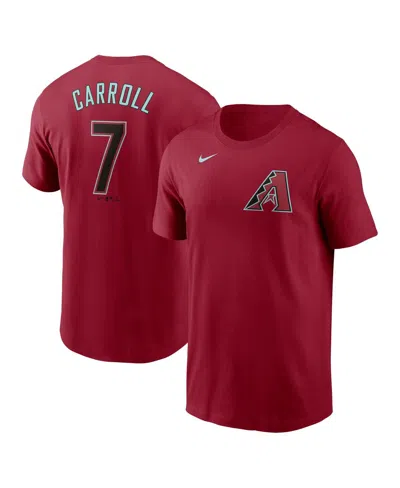 Nike Men's Corbin Carroll Red Arizona Diamondbacks Fuse Name Number T-shirt
