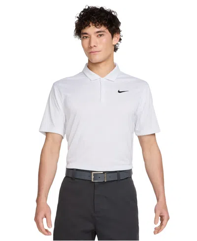 Nike Men's Core Dri-fit Classic-fit Dot-print Golf Polo Shirt In White