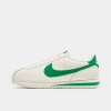 Nike Men's Classic Cortez Leather Casual Sneakers From Finish Line In Sail/stadium Green
