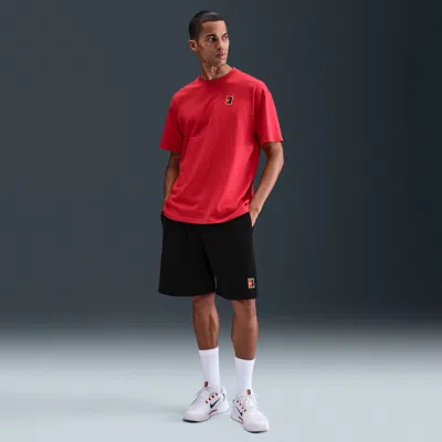 Nike Men's Court Heritage Dri-fit Fleece Tennis Shorts In Black