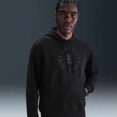 Nike Men's Court Heritage Dri-fit French Terry Tennis Pullover Hoodie In Black