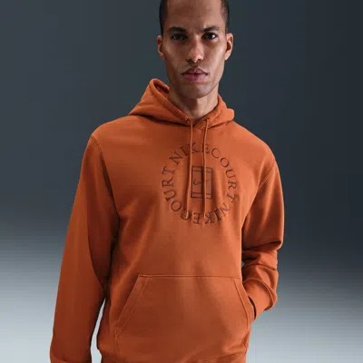 Nike Men's Court Heritage Dri-fit French Terry Tennis Pullover Hoodie In Orange