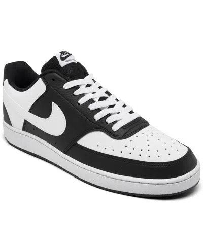 Nike Men's Court Vision Low Casual Sneakers From Finish Line In Black,white