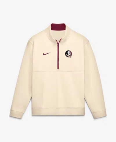 Nike Men's Cream Florida State Seminoles Primetime Club Fleece Half-zip Pullover Sweatshirt In Neutral