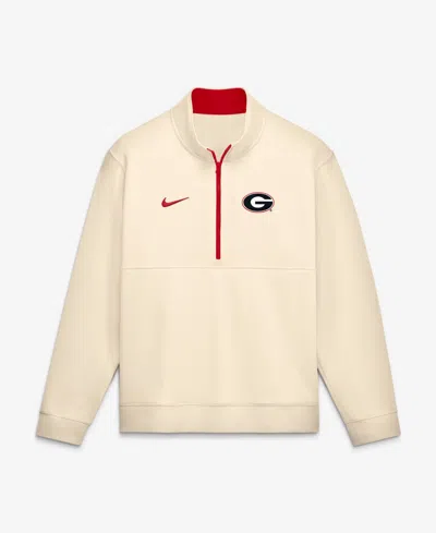 Nike Men's Cream Georgia Bulldogs Primetime Club Fleece Half-zip Pullover Sweatshirt In Neutral