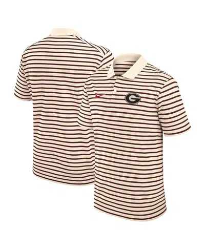 Nike Men's Cream Georgia Bulldogs Solid Foundation Striped Performance Polo Shirt In White