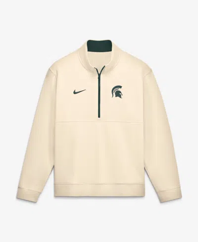 Nike Men's Cream Michigan State Spartans Primetime Club Fleece Half-zip Pullover Sweatshirt In Neutral