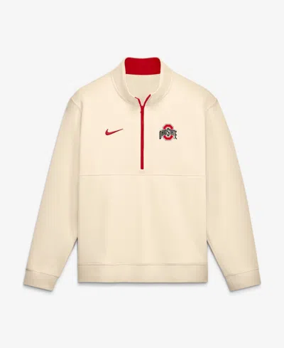 Nike Men's Cream Ohio State Buckeyes Primetime Club Fleece Half-zip Pullover Sweatshirt In Neutral