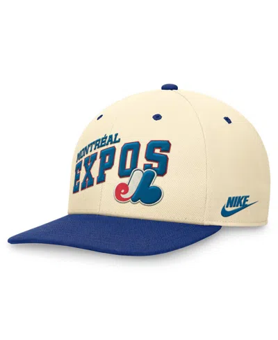 Nike Men's Cream/blue Montreal Expos Rewind Cooperstown Collection Performance Snapback Hat In Coconrush