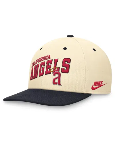 Nike Men's Cream/navy California Angels Rewind Cooperstown Collection Performance Snapback Hat In Coconpitch