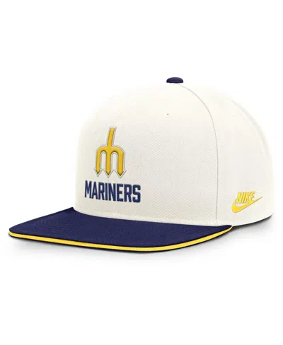 Nike Men's Cream/navy Seattle Mariners Cooperstown Pro Dri-fit Snapback Hat In Neutral