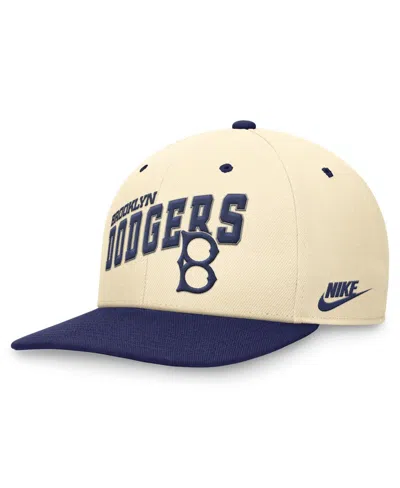 Nike Men's Cream/royal Brooklyn Dodgers Rewind Cooperstown Collection Performance Snapback Hat In Coconloyal