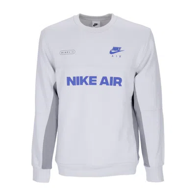 Nike Men's Crewneck Sweatshirt Sportswear Air Brushed-back Crew Photon Dust/particle Grey/hyper Royal In White