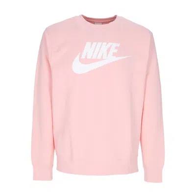 Nike Men's Crewneck Sweatshirt Sportswear Club Bb Graphic Crew Pink Bloom/white In Multi