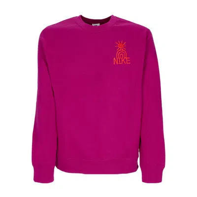 Nike Men's Crewneck Sweatshirt Sportswear Hbr-c Bb Crewneck Dynamic Berry/lt Crimson In Pink