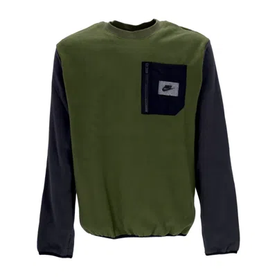 Nike Men's Crewneck Sweatshirt Sportswear Spu Therma-fit Polar Fleece Crew Rough Green/dk Smoke Grey/blac
