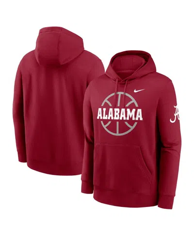 NIKE MEN'S CRIMSON ALABAMA CRIMSON TIDE BASKETBALL ICON CLUB FLEECE PULLOVER HOODIE