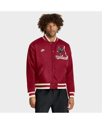 NIKE MEN'S CRIMSON ALABAMA CRIMSON TIDE LEGACY FULL-SNAP BOMBER JACKET