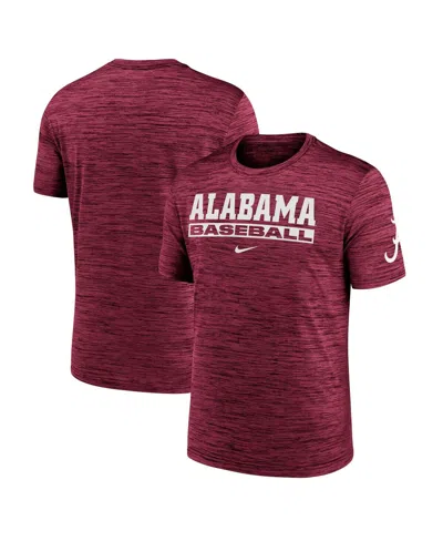 NIKE MEN'S CRIMSON ALABAMA CRIMSON TIDE VELOCITY BASEBALL WORDMARK STACK PERFORMANCE T-SHIRT