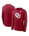 Nike Men's Crimson Oklahoma Sooners Legacy Primary Logo Long Sleeve T-shirt In Crimson