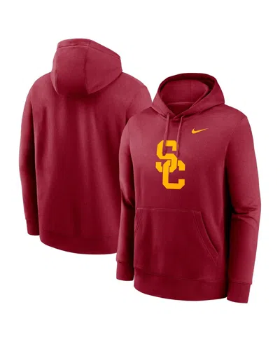 NIKE MEN'S CRIMSON USC TROJANS PRIMETIME EVERGREEN CLUB FLEECE PULLOVER HOODIE
