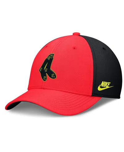 Nike Men's Crimson/black Boston Red Sox Neon 90s Rise Swoosh Flex Hat