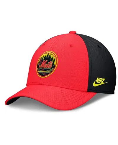 Nike Men's Crimson/black New York Mets Neon 90s Rise Swoosh Flex Hat In Red