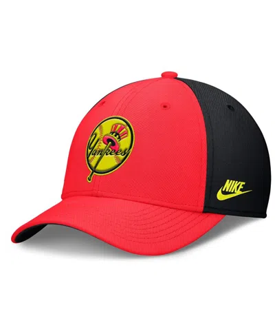 Nike Men's Crimson/black New York Yankees Neon 90s Rise Swoosh Flex Hat