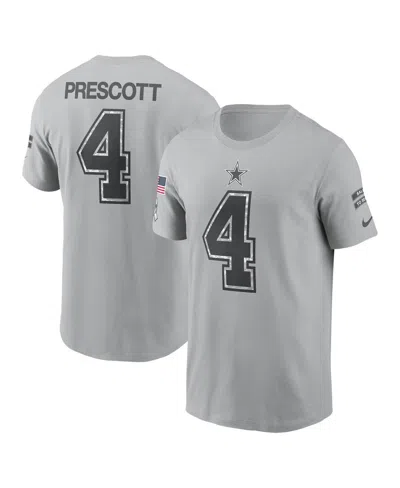 Nike Men's Dak Prescott Gray Dallas Cowboys 2024 Salute To Service Name Number T-shirt
