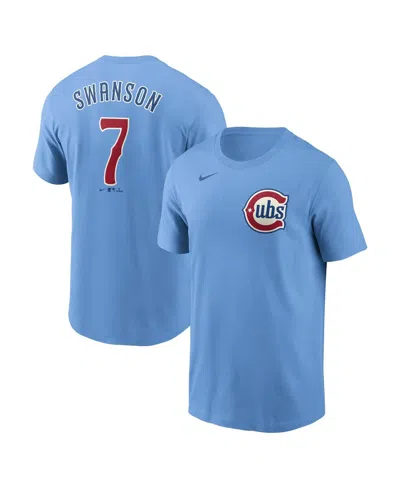 Nike Men's Dansby Swanson Baby Blue Chicago Cubs Fuse Name Number T-shirt