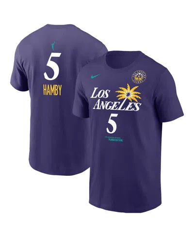 Nike Men's Dearica Hamby Purple Los Angeles Sparks Explorer Edition Name Number T-shirt